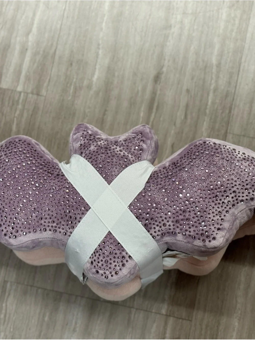 2 Bat Pillow with Rhinestones - Lavender & Light Pink